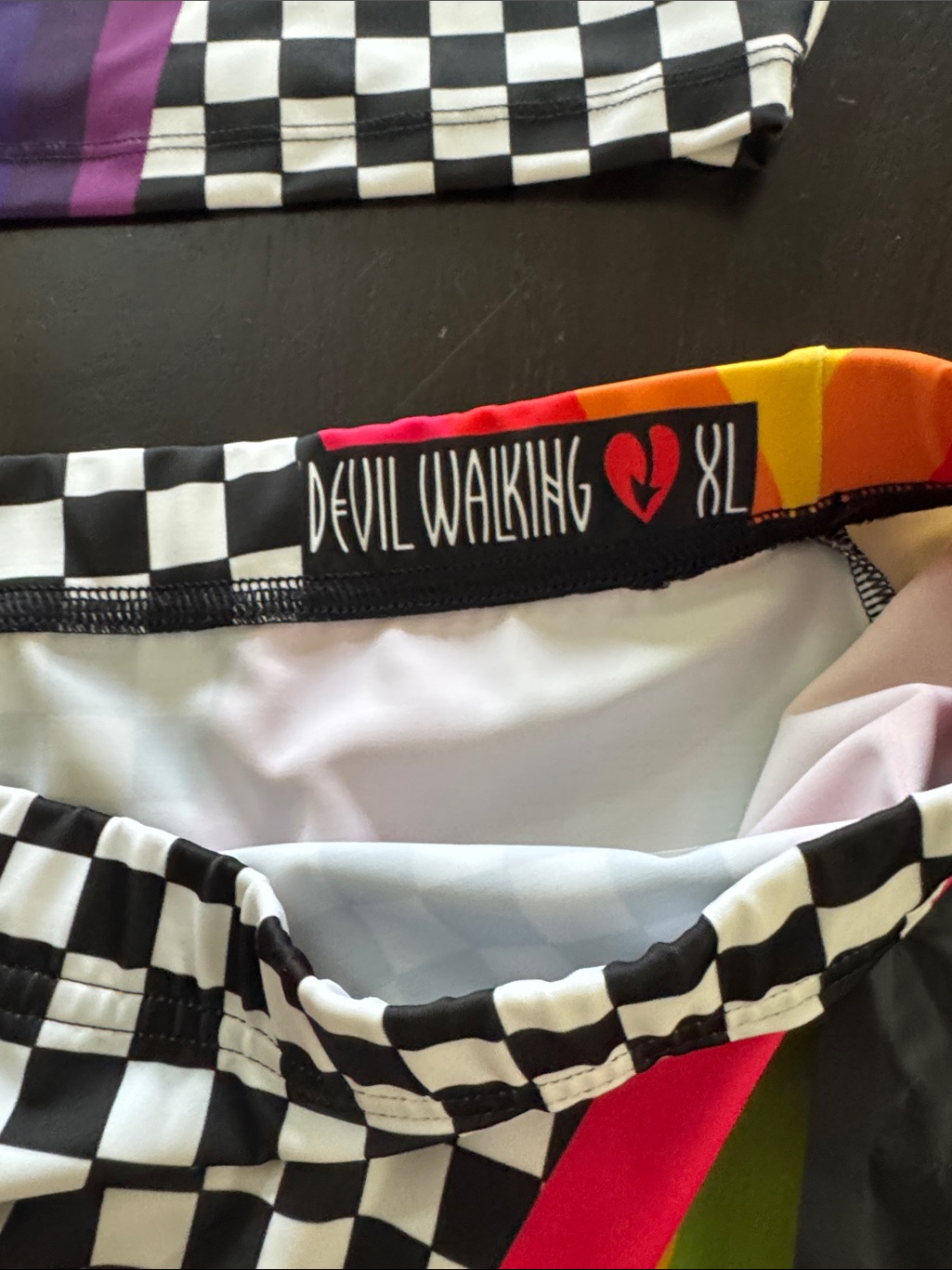 Nwt Devil Walking Rave Rainbow Stripe Checkerboard High-Waist Set — image 2 of 3